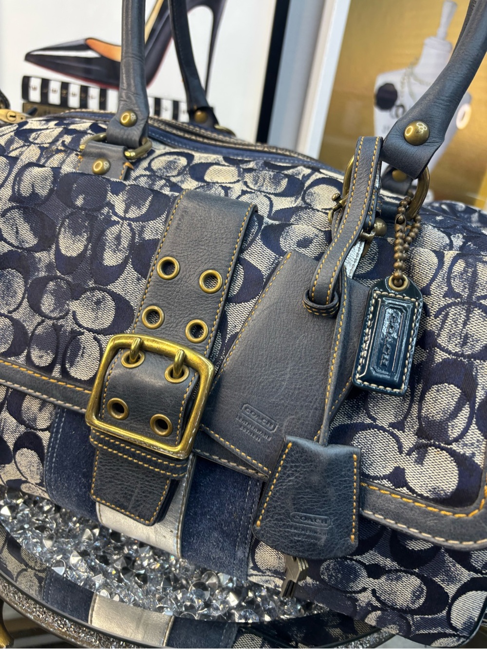 Coach RARE 2005 vintage Signature tie dye Denim Duffel/Carryall travel bag EUC - Picture 4 of 17